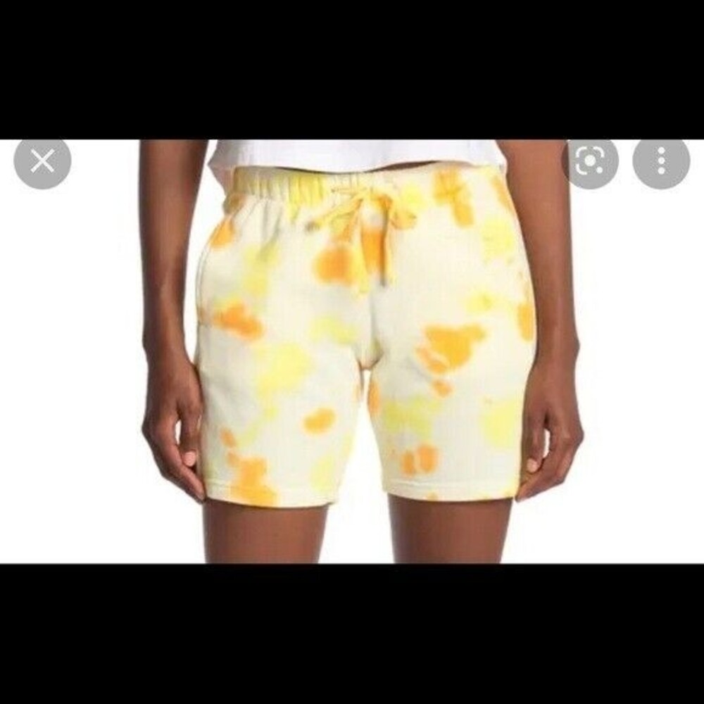 Z by Zella Sunset Drawstring Shorts Sz M Yellow Tie Dye Athletic Active NWT B16